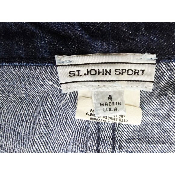 St. John Sport Size 4 Womens 25" Inseam Embroidered Pocket Logo Blue Denim Jeans - Picture 5 of 13